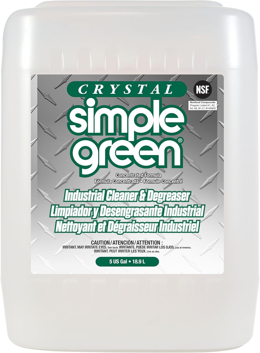 Simple Green 19005 Crystal Industrial Cleaner/Degreaser, 5 Gallon Pail (Pack of 5)