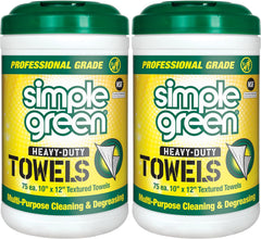 Simple Green Professional Grade Heavy-Duty Cleaning and Degreasing Towels, All-Purpose Cleaning Wipes, 75 count (Pack of 2)