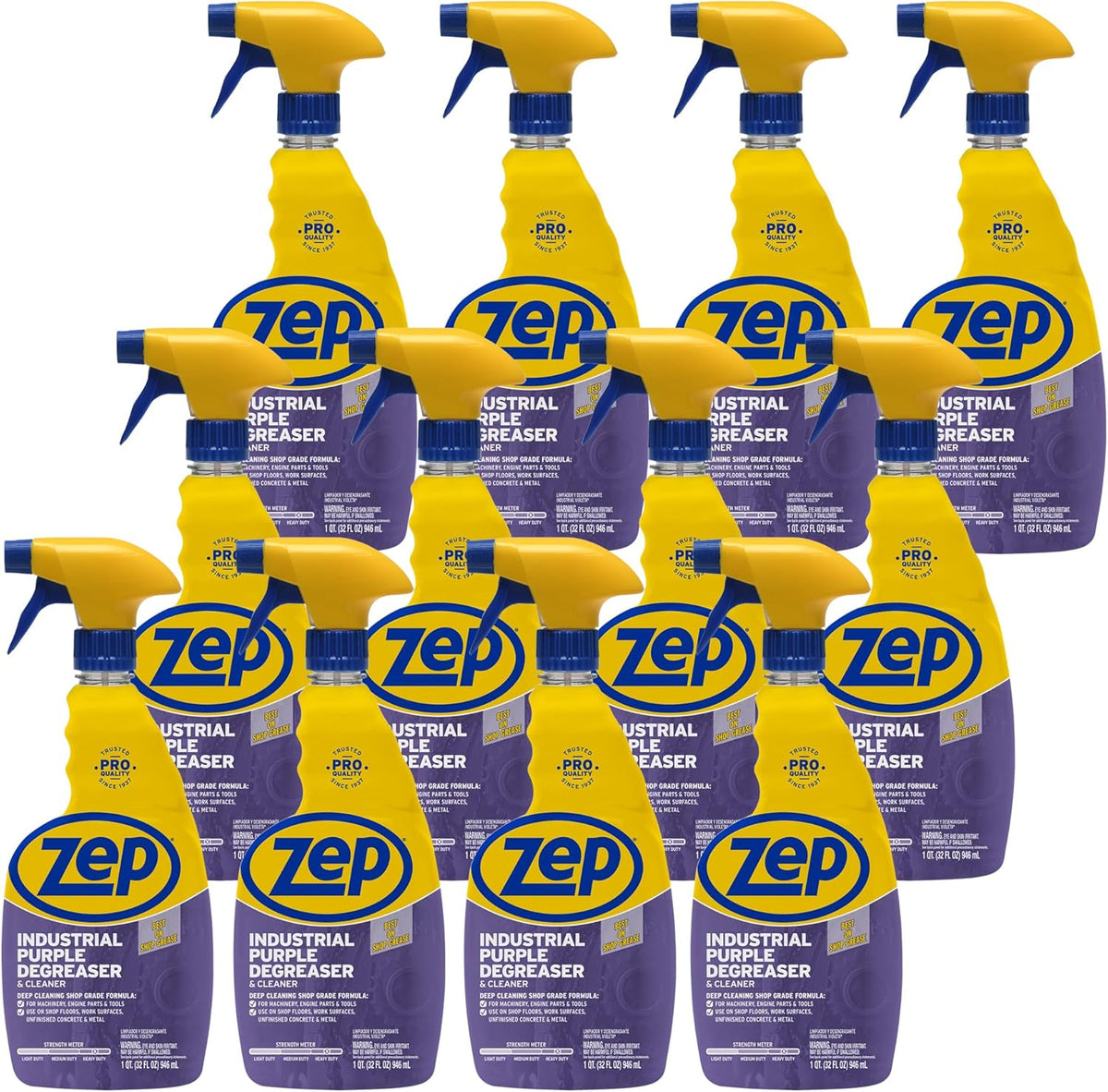 Zep Industrial Purple Cleaner and Degreaser Concentrate - 32 oz (Case of 12) R42310 - Powerful Deep Oil and Grease Cleaning Formula for Machinery, Engine Parts, Shop Floors, and Garages